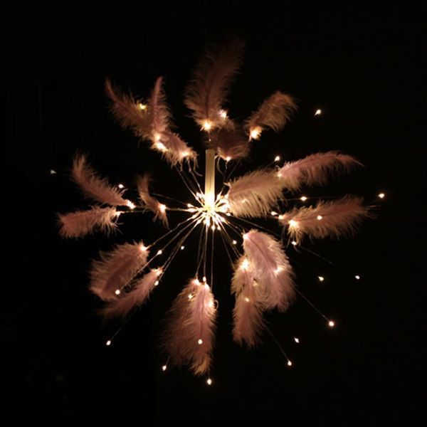 Decorazione per feste 100 LED Fuochi d'artificio Lampada Camera da letto Forniture di piume Telecomando Cortile Giardino portatile Luci da esterno per interni