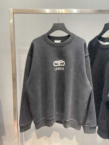 

men's hoodies high version 21fw autumn winter new lock print couple os men's and women's casual round neck sweater, Black