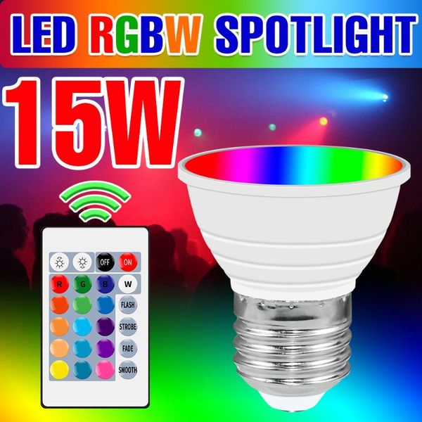 

bulbs led rgb lamp gu10 spot light e27 bulb 220v smart 15w ampoule e14 color mr16 round home decor lighting
