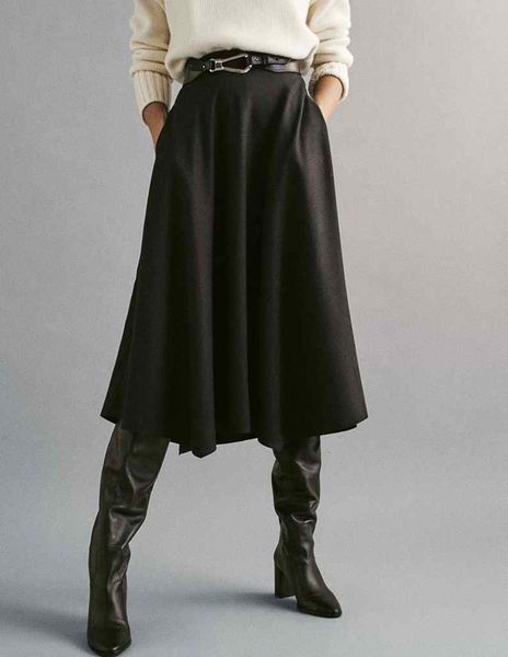

2021 new women with a-line high waist irregular women's skirt ghyd, Black