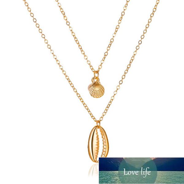 

vintage choker necklace new double-layer shell necklace for women gold color thin chain necklaces & pendants jewelry colar kolye Â factory pr, Silver