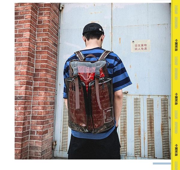

bb191 transparent large-capacity backpack european and american personality 3m reflective three-dimensional pvc school bag