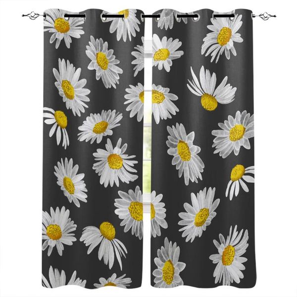 

curtain & drapes watercolor flower white daisy window curtains living room kitchen modern home decor bedroom treatment