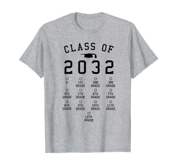 

class of 2032 grow with me tshirt with space for checkmarks, White;black