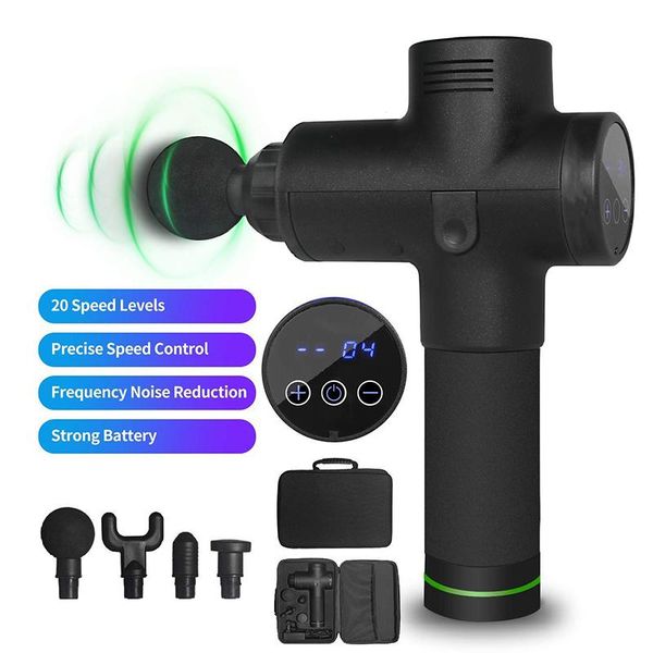 

massage gun 4000r/min therapy guns 6 gears muscle massager pain sport machine relax body slimming relief with 4 heads