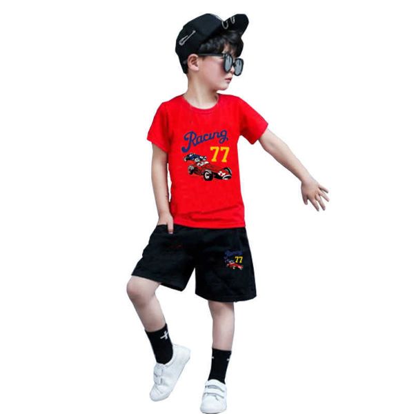 4-10 anni ragazzi estivi sport in due pezzi stampa cartone animato T-shirt a maniche corte felpa + pantaloni a mezza lunghezza abbigliamento bambino di qualità X0802