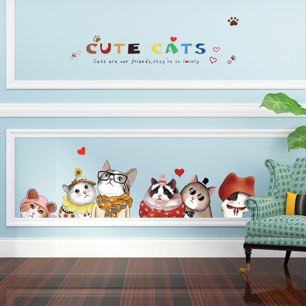 

wall stickers fun cat cartoon decals pvc mural art diy poster for kids rooms decoration custom