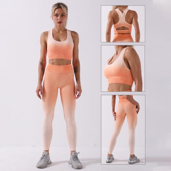 

seamless yoga set workout clothes gym clothing women leggings breathable sport fitness gradient yoga bra suit, White;red