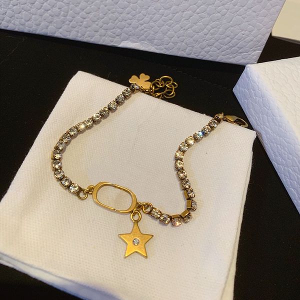 

fashion bracelet for women chain designer diamond star jewelry luxury thin bracelet casual bracelets letter d with stamp armband d2110182hl, Black