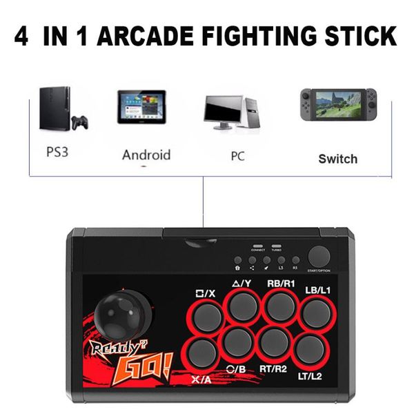

game controllers & joysticks 4 in 1 arcade fighting stick usb wired gaming joystick gamepad controller for switch / pss3/pc/android phone/an