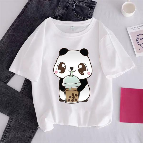 

cartoon print 90s casual womens t shirts tees fashion harajuku hip hop girls summer camisas, White