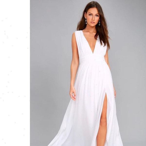 

solid women fall sleeveless deep v neck backless vintage long boho party cocktail casual loose beach white bodycon dresses, Black;gray