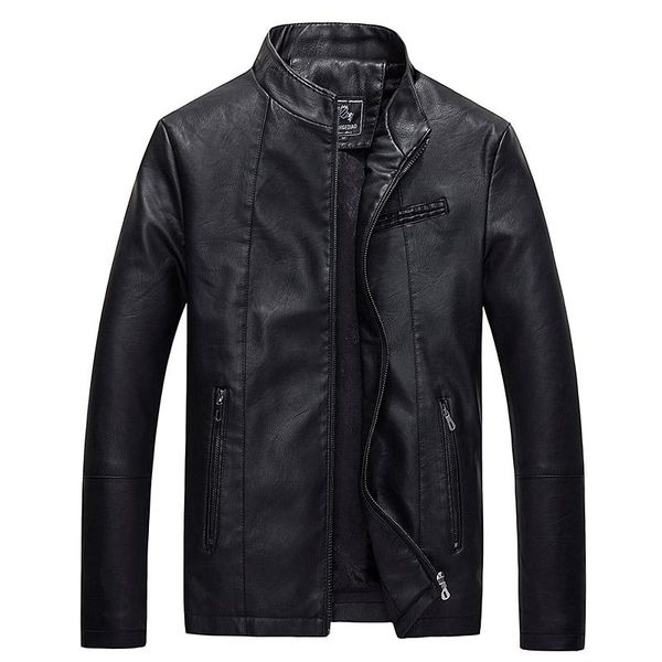 

men's fur & faux pu jackets coats autumn winter motorcycle biker leather jacket men clothes thick velvet size m-3xl, Black