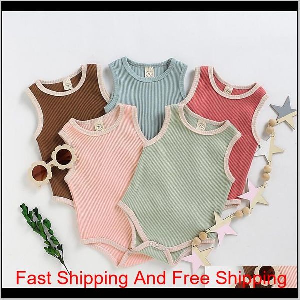 

ins kids clothes baby rompers ribbed cotton jumpsuit infant summer blank sleeveless oneises newborn soft romp qyluzi abc2007