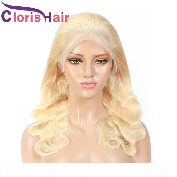 

body wave human hair blonde wig brazilian virgin glueless lace front wigs with baby hair for black women 13x4 closure blonde 613 braided wig, Black;brown