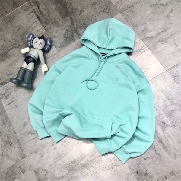 

warehouse clothing letter embroidered terry hoodie around the early spring of men's and women's casual simple loose long sleeved s, Black