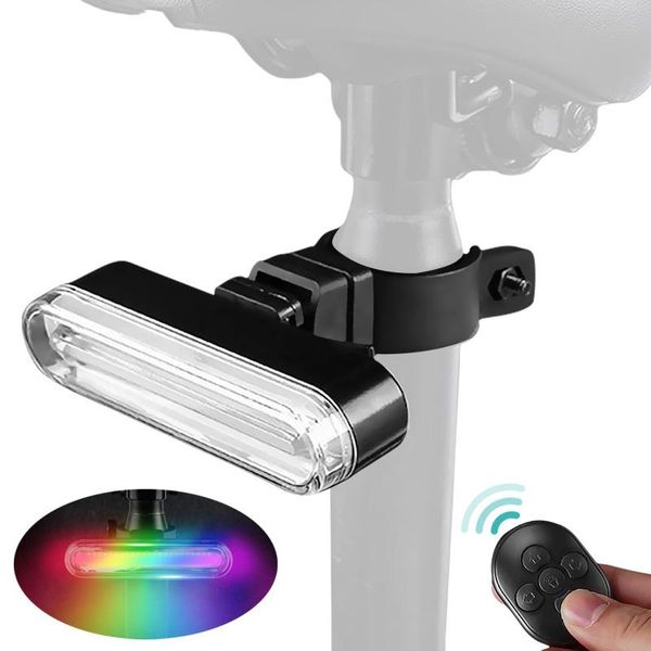 

bike lights color bicycle tail light smart turn signals ultra bright cycling rgb wireless charging remote control back rear lamp
