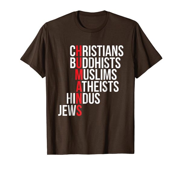 

christians buddhists muslims atheists hindus jews t shirt, White;black