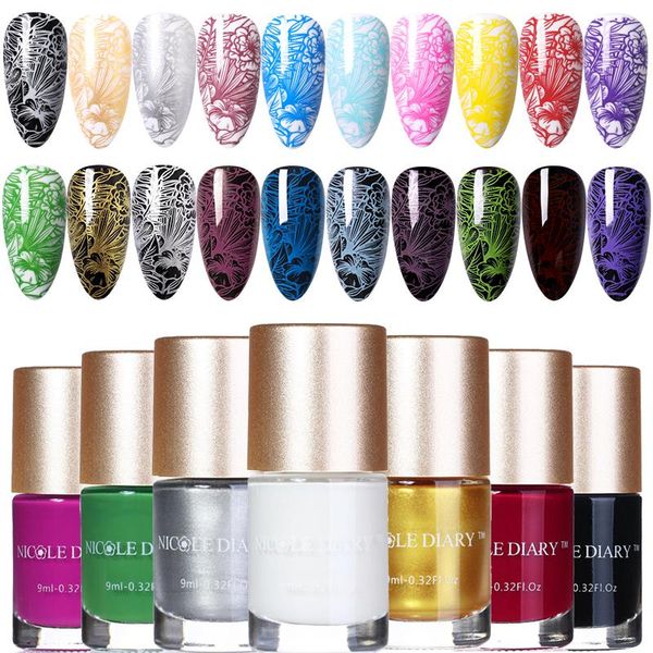 

nail polish nicole diary black white stamping for stamp plates colorful image transfer stencil printing varnishes