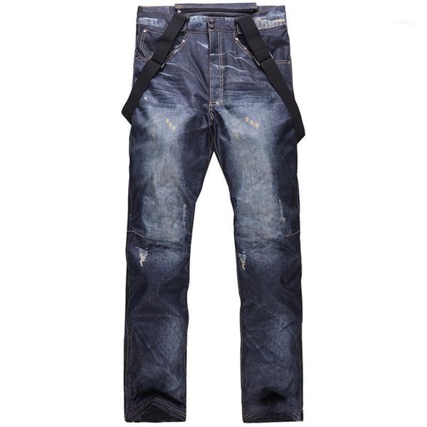 Jeans masculinos moda 2021 homens de inverno calças de esqui ao ar livre calças quentes à prova d 'água à prova de vento neve jean snowboard1