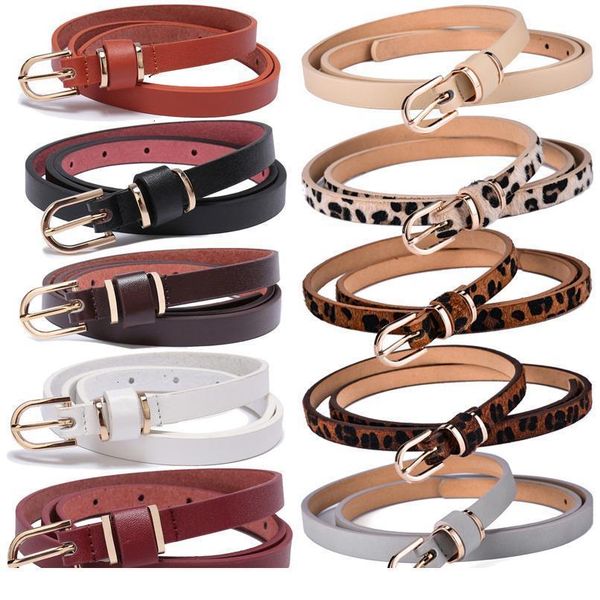

women&#39s skinny leather belt solid color waist or hips ornament 10 sizes 1.5cm wide leopard waistband cummerbund ladies a jllysl, Black;brown