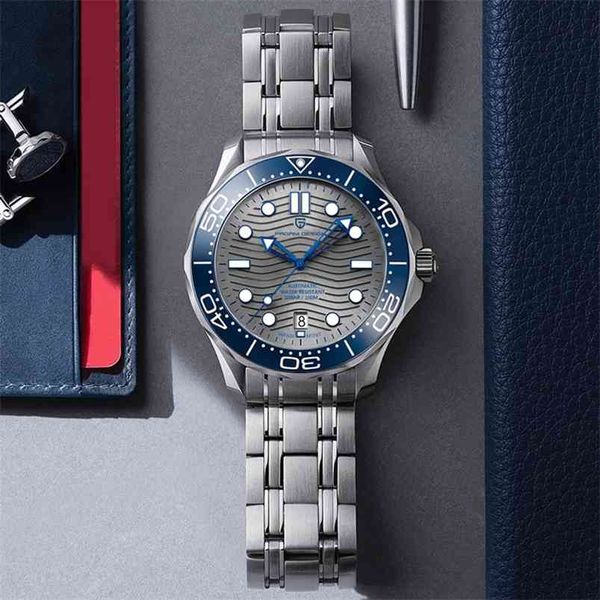 

pagani design wave men mechanical watch luxury automatic watch for men nh35 sapphire crystal dive wristwatch clock man 210804, Slivery;brown