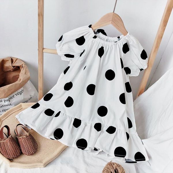 

summer fashion for girl princess dress party toddler baby kids girls bow dot print ruched clothes, Red;yellow