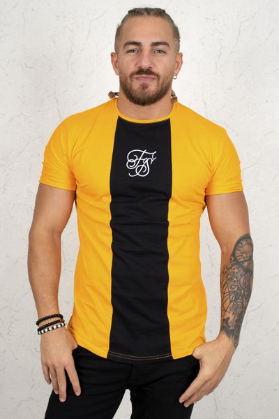 

orange double color lettering embroidered t-shirt 200 si9g, White;black