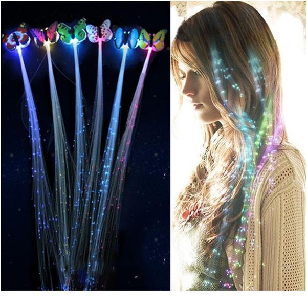 

10pcs led glowing hair fluorescent light glowing butterfly headband headband flashing fiber hairpin glowing neon pa qylagc, Blue;red