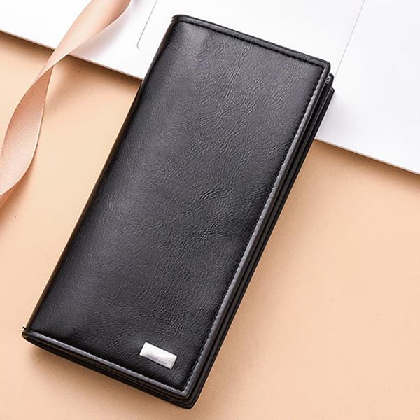 

men long section fashion wallets coin bag high capacity id card holder purse clutch with zipper mobile phone bag, Red;black