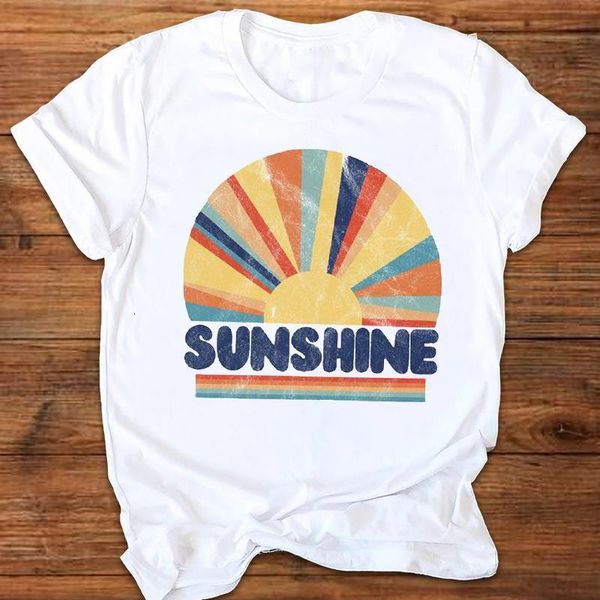 

women graphic striped rainbow 90s cute short sleeve ladies printing print clothes lady tees female t shirt womens t-shirt, White