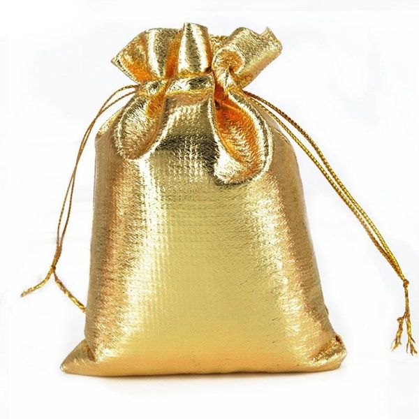 Hanging Baskets 100pcs Gold Foil Organza Bag Sacos de Candy Gift Sacos de Decoração de Natal Favor de Poupa Poupa de Bolsa