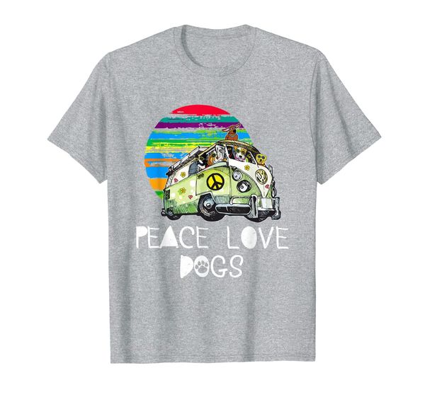 

peace love dogs hippie van dog lovers gift t-shirt t-shirt, White;black