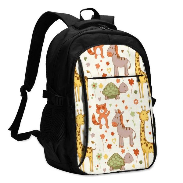 

backpack usb charging lapwomen's for teenage students girls school funny africa zoo animals travel bagpack