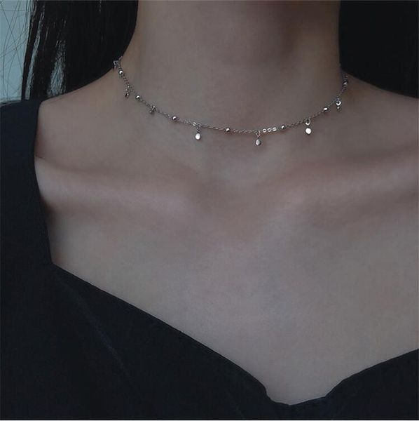 

chokers sjfd-21 jewelry tassel beads temperament short personality clavicle chain necklaces, Golden;silver