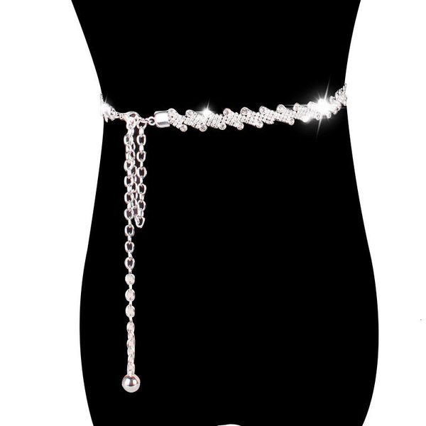 

diamond belt crystal waist chain women's fashion full diamond decoration with fur coat thin, Black;brown