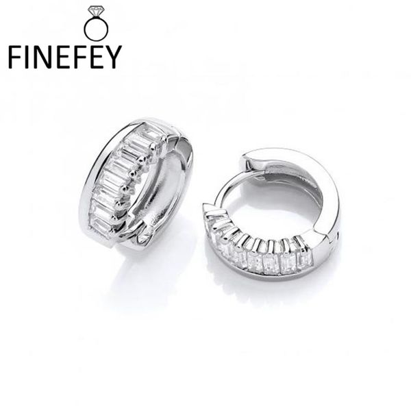 

jewelry sets finefey s925 sterling silver baguette cubic hoop earrings