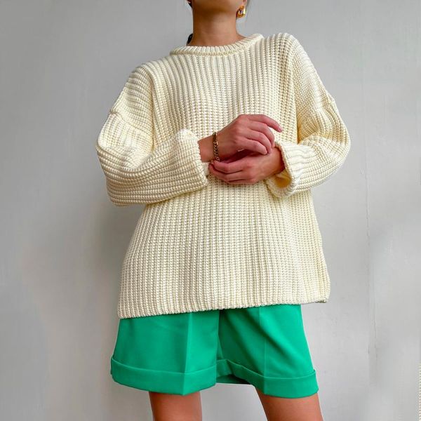 

women's sweaters women pullovers solid knitted sweater female round neck long sleeve casual loose for fashion pull femme, White;black