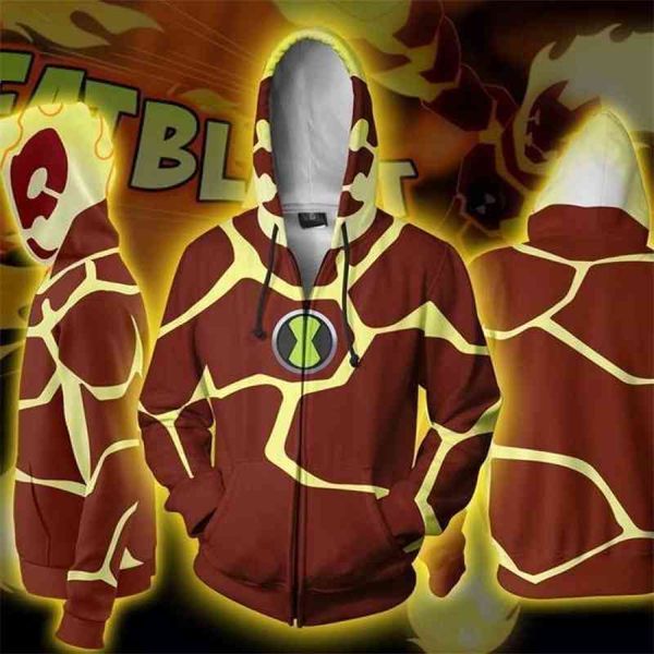 

american classic alien hero ben10 series 3d sweater cosplay animation hoodie, Black