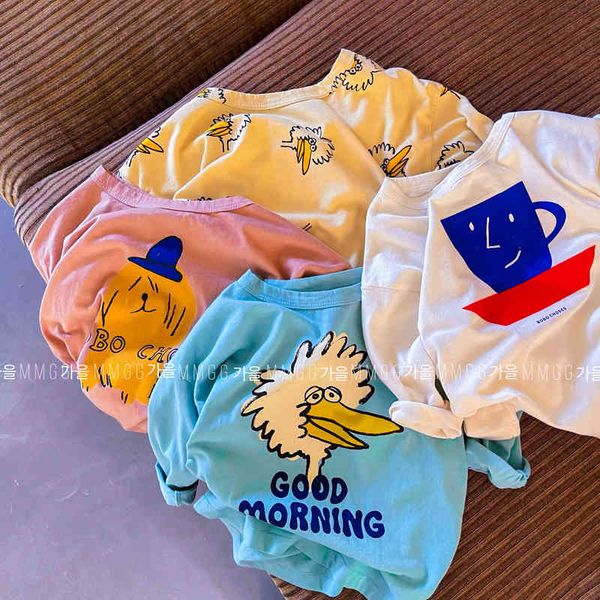 

1-7 year children long sleeve t shirts fashion cartoon print kids 2021 new boys and girls autumn t shirts baby clothes g1209, Blue