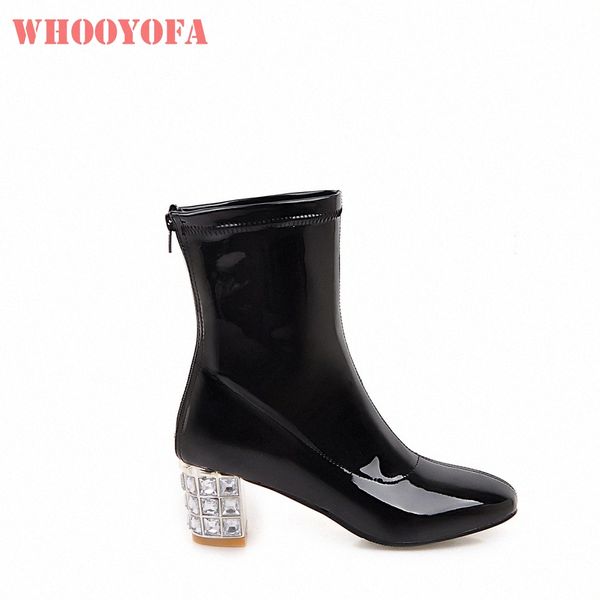 

brand new winter sweet black white women mid calf nude boots lady dress shoes high heels wh919 plus big size 10 43 p108#