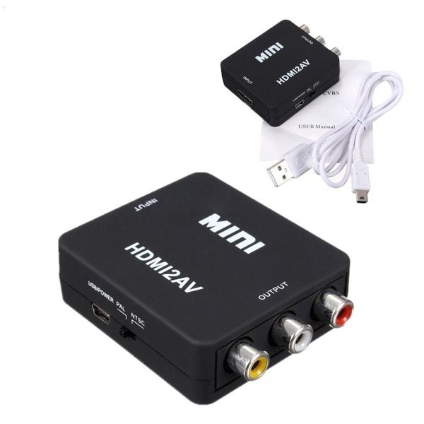 

mini to 3rca cvbs composite video av converter adapter for tv ps3 vhs vcr dvd black