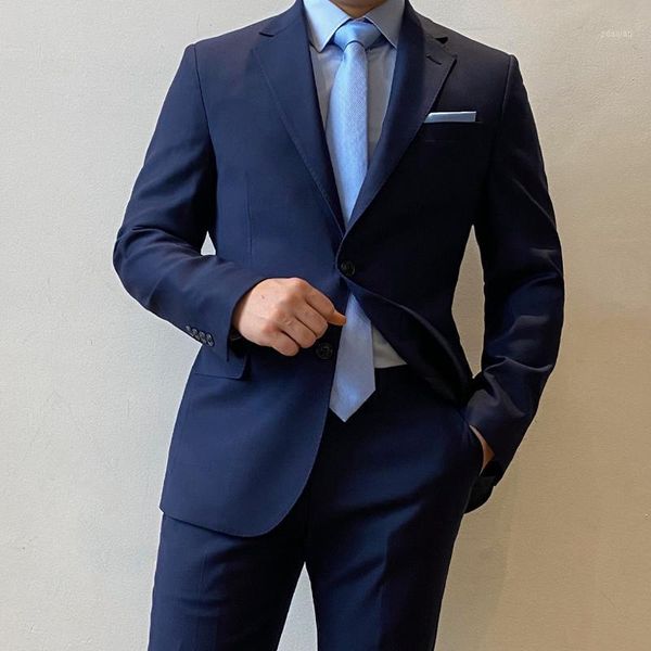 

men's suits & blazers ricodesign slim fit business classic formal navy suit stretch two pieces handmade tailored customd, White;black