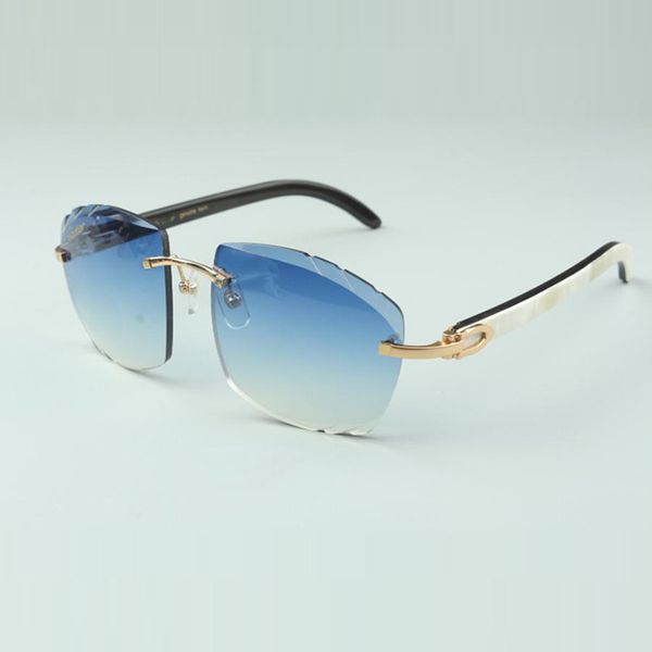 

2022 cutting lens sunglasses 4189706-a white and black mixed natural buffalo horn sticks, size: 58-18-140 mm, White;black