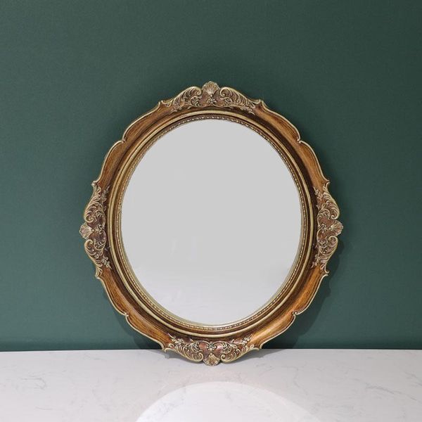 

kitchen storage & organization french art retro gold imitation wood carving mirror tray luxury resin cosmetics tea cup fruit cake home decor