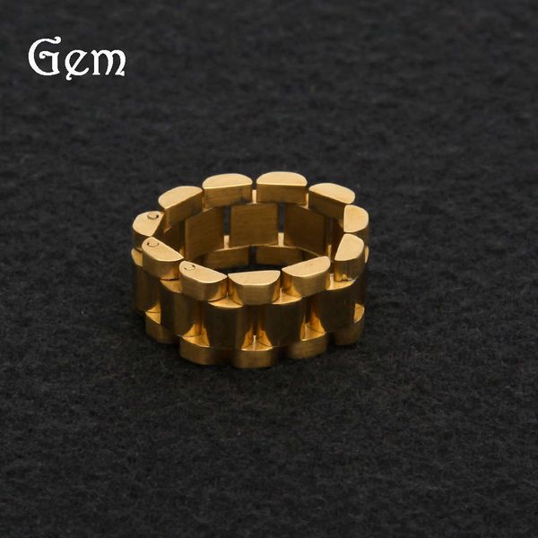 

new stainless steel micro inlaid zircon ring watch chain design hip hop jewelry, Silver