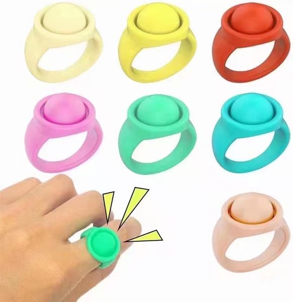 

two size fidge bubble silicone ring decompression finger toys rings stress wristband sensory macaron color for woman men decoration gift, Silver