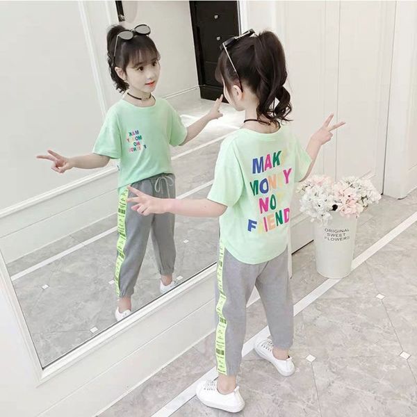 

enfants lettre t-shirt et pantalon vtements ensembles t tenue sport costume ensemble 4-12y infantile adolescent filles sur, White