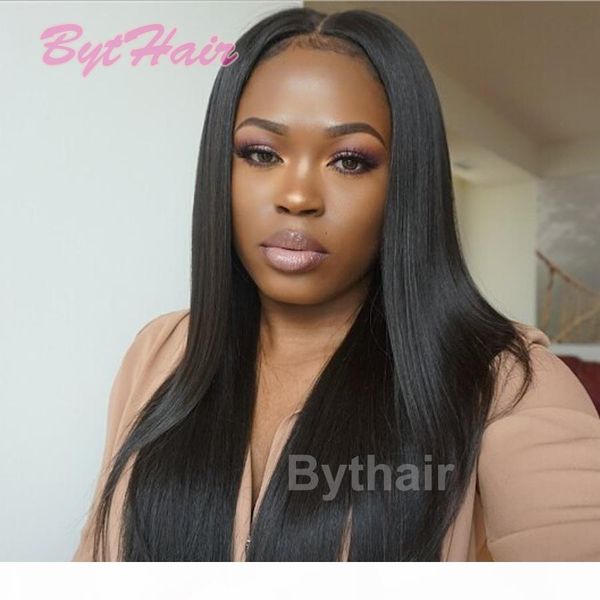 

bythair brazilian lace front human hair wigs silky straight 130% 150% density natural hairline remy hair wigs human hair full lace wigs, Black;brown