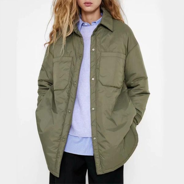 

women's down & parkas winter women jacket warm and elegant coat oversized lightweight parka casual loose long retro khaki cotton 2021, Black